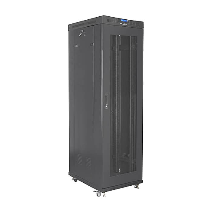 Lanberg rack cabinet 19" free-standing 42U/600x1000 (flat pack) with mesh door lcd black v2 ID 87187 (тъмнейл - 5)