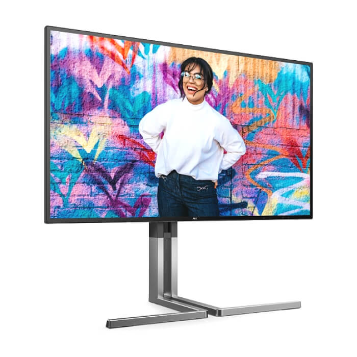 AOC U27U3CV, 27" Nano IPS WLED, 3840x2160@60Hz, 4ms GtG, 400cd m/2, 1300:1, 50M:1 DCR, Adaptive Sync, FlickerFree, Low Blue Light, 3Wx2, Tilt, Height Adjust, Pivot, Swivel, 2xHDMI, DP, USB hub ID 86695 (тъмнейл - 3)