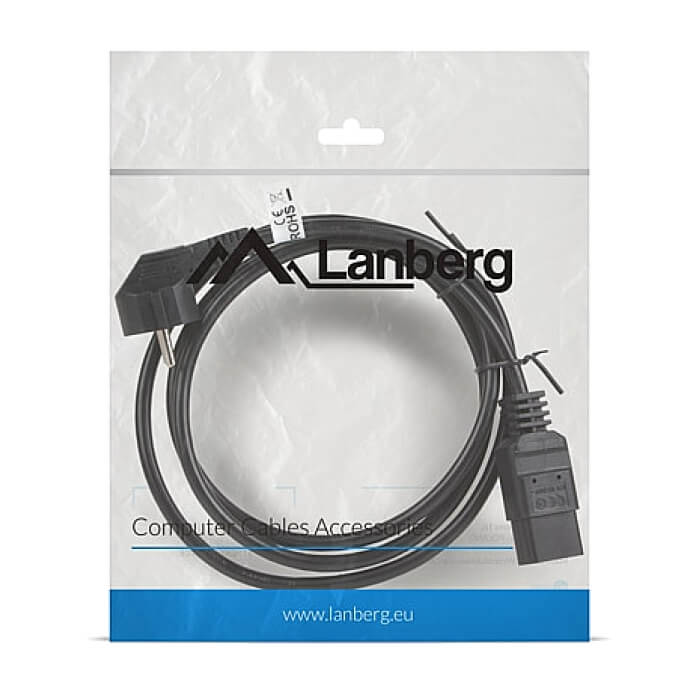 Кабел - Lanberg CEE 7/7 -> IEC 320 C19 power cord 16A 1.8m VDE, black ID 72491 (тъмнейл - 4)