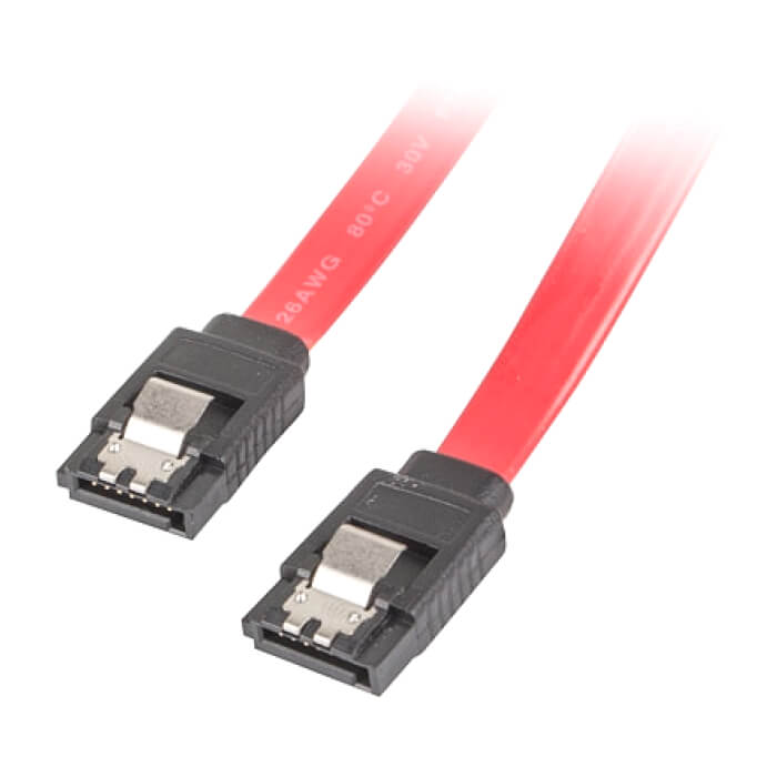 Кабел - Lanberg SATA DATA III (6GB/S) F/F cable 100cm metal clips, red ID 72706 (тъмнейл - 2)