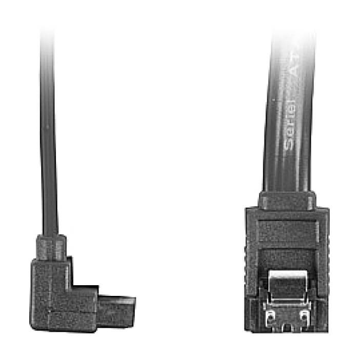 Кабел - Lanberg SATA DATA III (6GB/S) F/F cable 50cm metal clips angled, black ID 72698 (тъмнейл - 2)