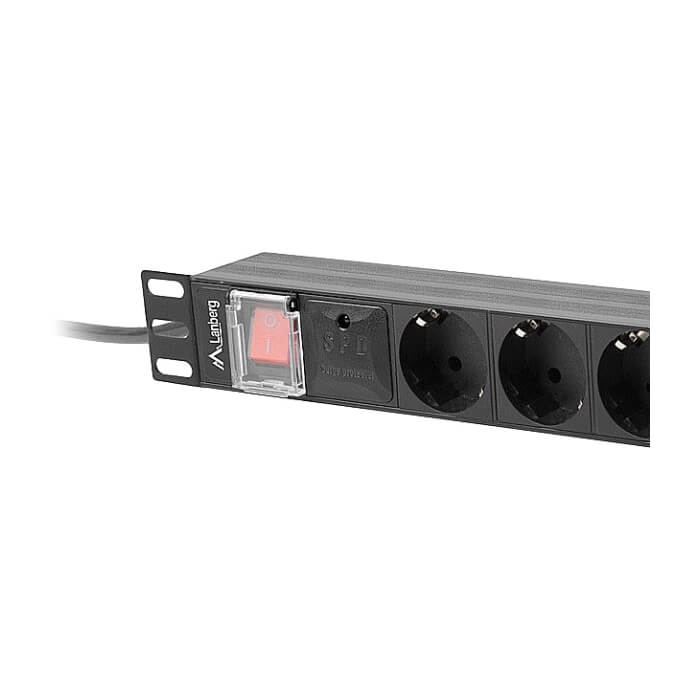 Lanberg power distribution unit (pdu) 19" 1U 16a 2m 8x schuko outlets black (тъмнейл - 3)