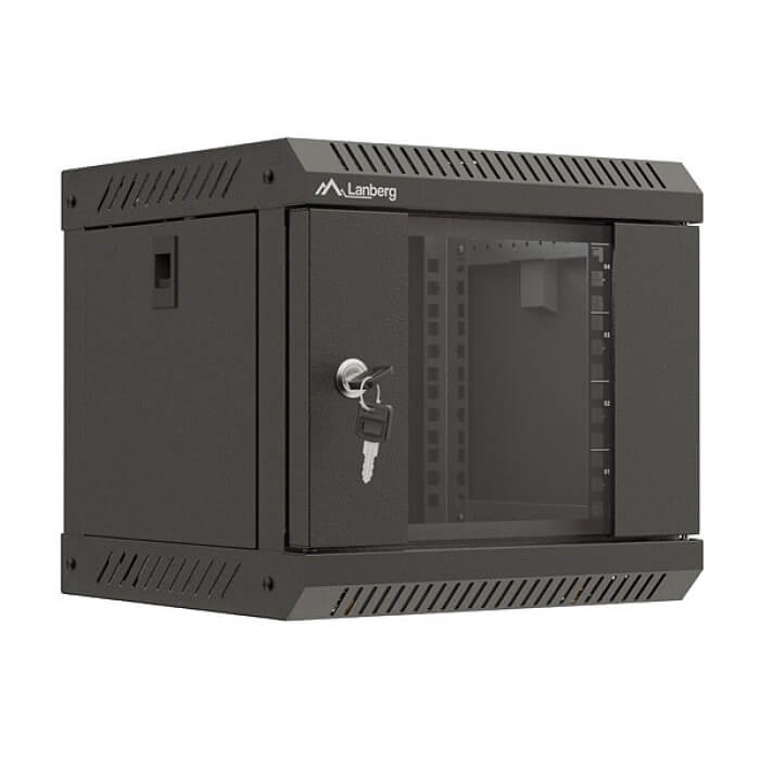 Lanberg rack cabinet 10" wall-mount 4U/300x300 (flat pack) with glass door black ID 87211 на супер цена