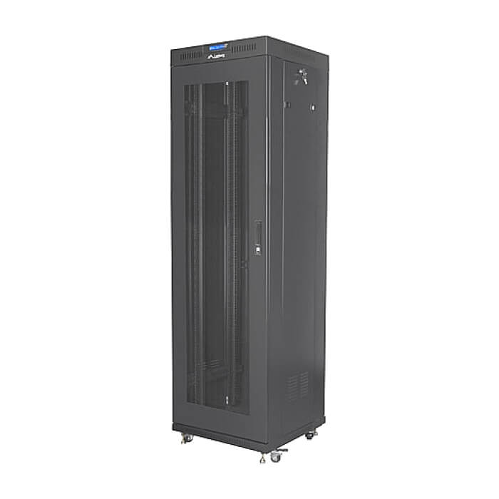 Lanberg rack cabinet 19" free-standing 42U/600x600 (flat pack) with mesh door lcd black v2 ID 87185 (тъмнейл - 5)