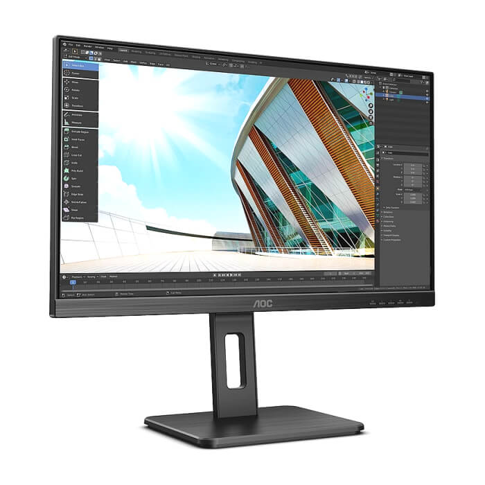AOC 24P2Q, 23.8" WLED IPS, 1920x1080@75Hz, 4ms GtG, 250cd/m2, 1000:1, DC50M:1, Adaptive Sync, FlickerFree, Low Blue Light, 2Wx2, Tilt, Height Adjust, Pivot, Swivel, D-SUB, DVI, HDMI, DP, 4xUSB 3.2 ID 65415 (тъмнейл - 2)