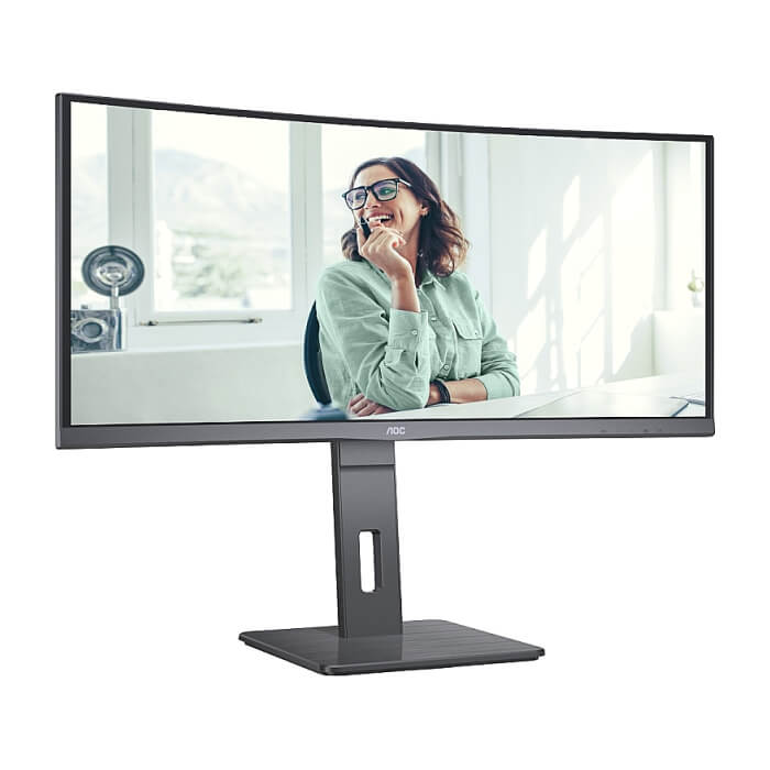 AOC CU34P3CV, 34" VA WLED, Curved 1500R, 3440x1440@100Hz, 4ms GtG, 1ms MPRT, 300cd m/2, DCR 3000:1, 50M:1, AdaptiveSync, FlickerFree, Low Blue Light, 5Wx2, Tilt, Height Adjust, Swivel, HDMI, DP, USB hub ID 65360 (тъмнейл - 4)