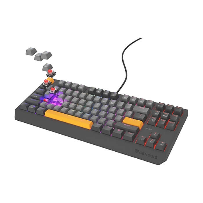 Genesis Gaming Keyboard Thor 230 TKL Anchor Gray Negative US RGB Mechanical Outemu Red (тъмнейл - 5)