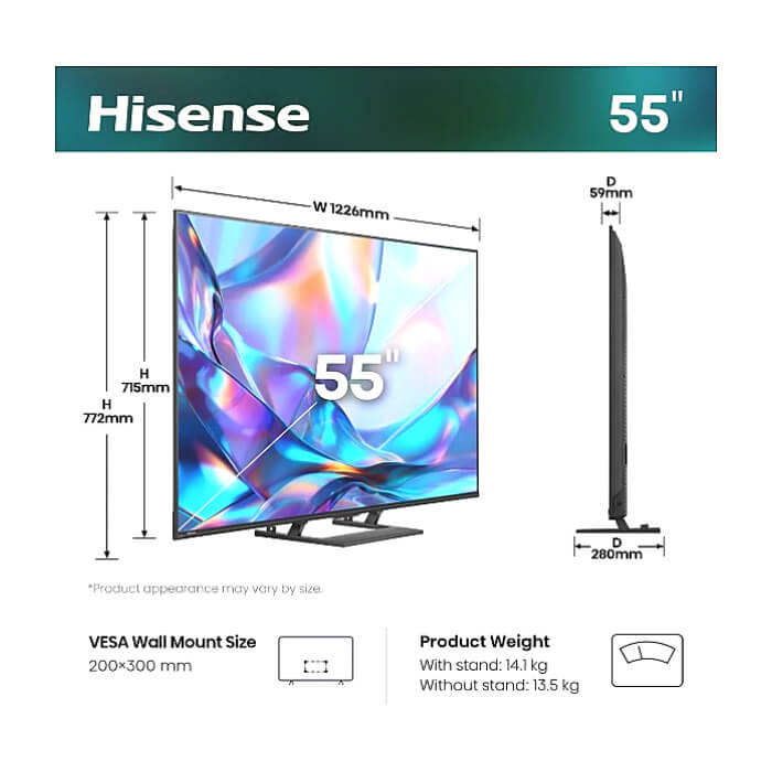 Hisense 55"A7S, 4K Ultra HD 3840x2160, Quantum Dot, Light Sensor,HDR 10+, HLG, Dolby Vision, Dolby Atmos, Smart TV, Voice Control,2x10 W + 20 W ,WiFi 5GHz, WiFi Direct, BT, An ID 97354 (тъмнейл - 2)