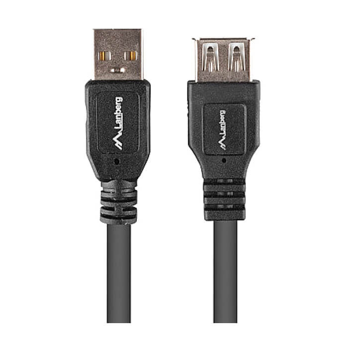 Кабел - Lanberg extension cable USB-A M/F 2.0, 1.8m, box, black ID 72652 (тъмнейл - 2)