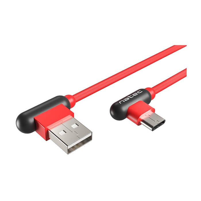 Кабел - Natec USB-C(M) -> USB-A (M) 2.0 cable 1m. Angled left/right Red ID 72120 (тъмнейл - 2)