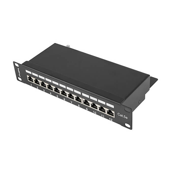 Lanberg patch panel 12port 1U 10" CAT.5E shielded, black ID 62868 (тъмнейл - 2)