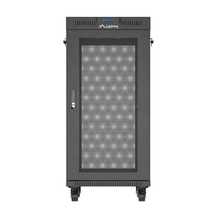 Lanberg Rack Cabinet 19" Free-Standing 24U/600X600 (FlAT Pack) With Mesh Door LCD Black V2 ID 98070 на супер цена