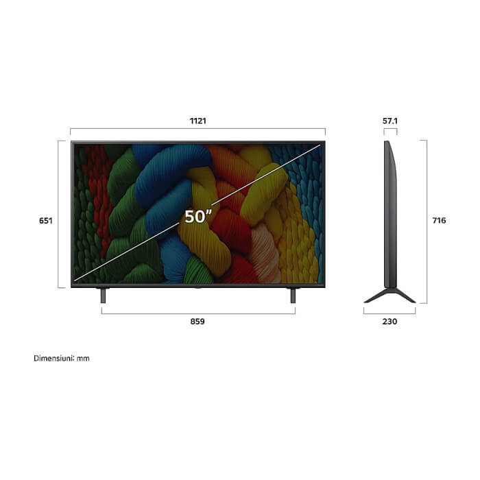 LG 50NANO80A3B, 50" 4K HDR Smart Nano Cell TV, 3840x2160, DVB-T2/C/S2, AI Alpha 7, HDR 10 PRO, webOS 25, ThinQ AI, VRR, ALLM, HGiG, WiFi, Clear Voice, AI Upscaling, Bluetooth, Hdmi e-ARC , CI, LAN, AirPlay2, Chromecast, 2 Pole stand, Black ID 89054 (тъмнейл - 3)