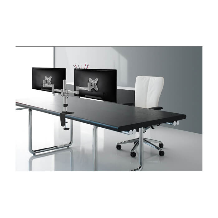 Neomounts by NewStar Flat Screen Desk Mount (clamp/grommet) for 2 Monitor Screens ID 66764 (тъмнейл - 3)
