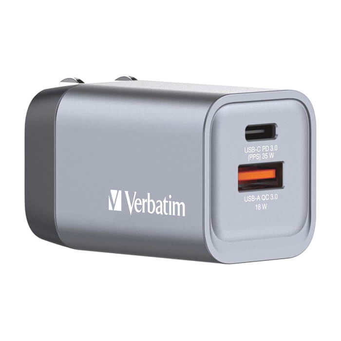 Verbatim GNC-35 GaN Charger 2 Port 35W USB A/C (EU/UK/US) ID 75228 на супер цена от GT Computers Verbatim GNC-35 GaN Charger 2 Port 35W USB A/C (EU/UK/US) ID 75228 на супер цена