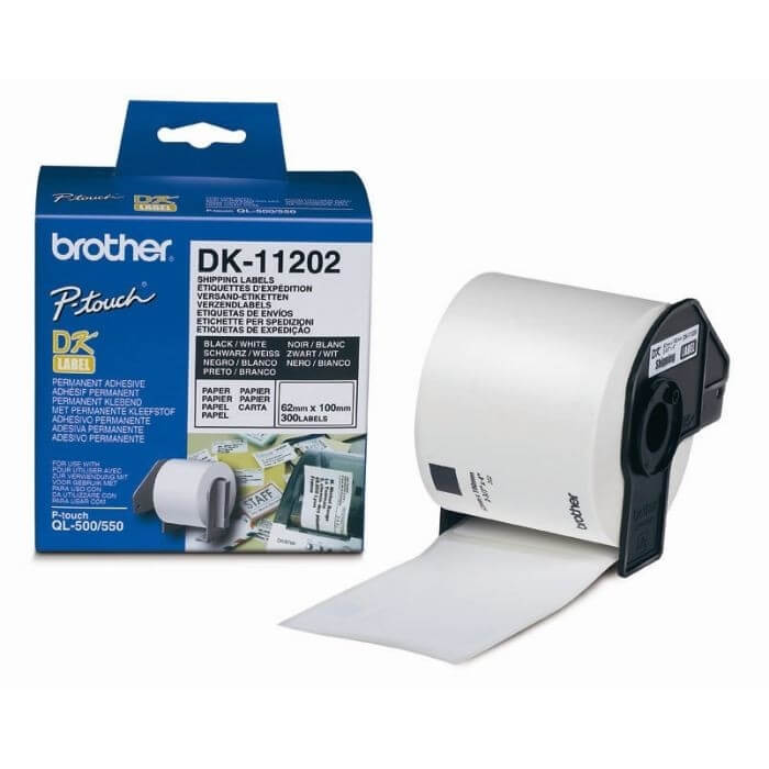 Brother DK-11202 Shipping Labels, 62mmx100mm, 300 labels per roll, Black on White ID 70791 на супер цена