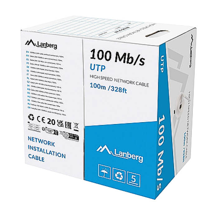 Lanberg LAN cable 100mb/s 100m solid cca grey ID 87022 (тъмнейл - 2)