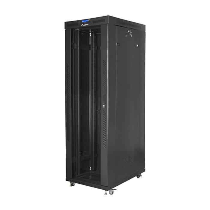 Lanberg rack cabinet 19" free-standing 42U/800x1000 (flat pack) with glass door lcd black v2 ID 87180 (тъмнейл - 3)