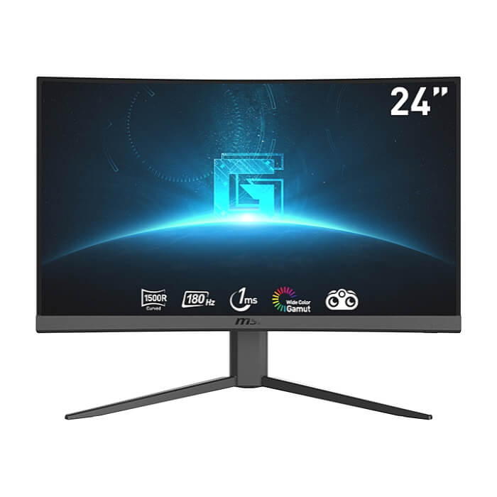 MSI G24C4 E2, 23.6", VA, 1ms, 180Hz, AG, FHD 1920x1080, Curved, 1500R, Adaptive sync, NIGHT VISION, Anti-Flicker, LESS BLUE LIGHT, Frameless, 250nits, 3000:1 , 2x HDMI (2.0b), 1x DP (1.2a), Tilt, VESA, 36M ID 79399 на супер цена от GT Computers MSI G24C4 E2, 23.6", VA, 1ms, 180Hz, AG, FHD 1920x1080, Curved, 1500R, Adaptive sync, NIGHT VISION, Anti-Flicker, LESS BLUE LIGHT, Frameless, 250nits, 3000:1 , 2x HDMI (2.0b), 1x DP (1.2a), Tilt, VESA, 36M ID 79399 на супер цена