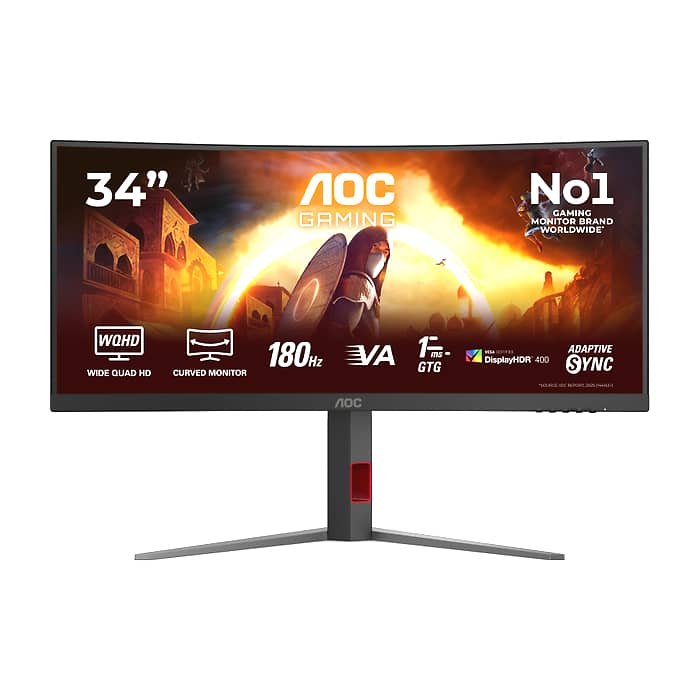 AOC CU34G4CA, 34" Curved 1500R, Fast VA, WLED, 3440x1440@180Hz, 1ms GtG, 0.5ms MPRT, 450cd m/2, 3000:1, Adaptive Sync, FlickerFree, Low Blue Light, Tilt, Height Adjust, Swivel, 2xHDMI, DP, USB hub на супер цена от GT Computers AOC CU34G4CA, 34" Curved 1500R, Fast VA, WLED, 3440x1440@180Hz, 1ms GtG, 0.5ms MPRT, 450cd m/2, 3000:1, Adaptive Sync, FlickerFree, Low Blue Light, Tilt, Height Adjust, Swivel, 2xHDMI, DP, USB hub на супер цена
