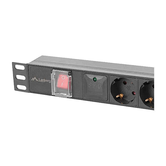 Lanberg power distribution unit (pdu) 19" 1U 16a 2m 5x schuko outlets black (тъмнейл - 3)