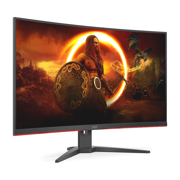 AOC C32G2ZE/BK, 31.5" Curved 1500R, VA, WLED, 1920x1080@240Hz, 4ms GtG, 1ms MPRT, 300cd/m2, 4000:1, DCR 80M:1, FreeSync, FlickerFree, Low Blue Light, Tilt, 2xHDMI, DP ID 65362 (тъмнейл - 3)