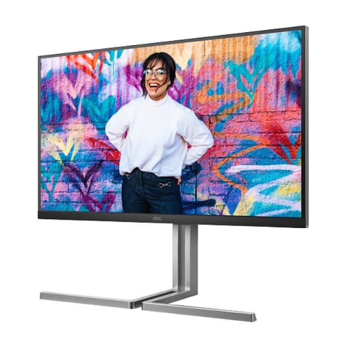 AOC U32U3CV, 31.5" Nano IPS WLED, 3840x2160@60Hz, 4ms GtG, 400cd m/2, 1000:1, 50M:1 DCR, Adaptive Sync, FlickerFree, Anti Blue Light, 3Wx2, Tilt, Height Adjust, Pivot, Swivel, 2xHDMI, DP, USB hub ID 85257 (тъмнейл - 5)