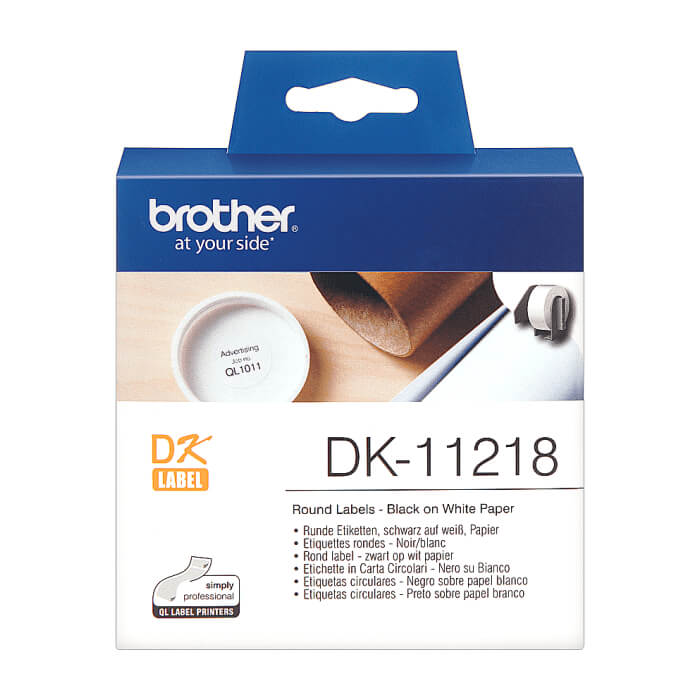 Brother DK-11218 Round Paper 1" label 24mm x 24mm x 1000 (Black on White) ID 70786 на супер цена