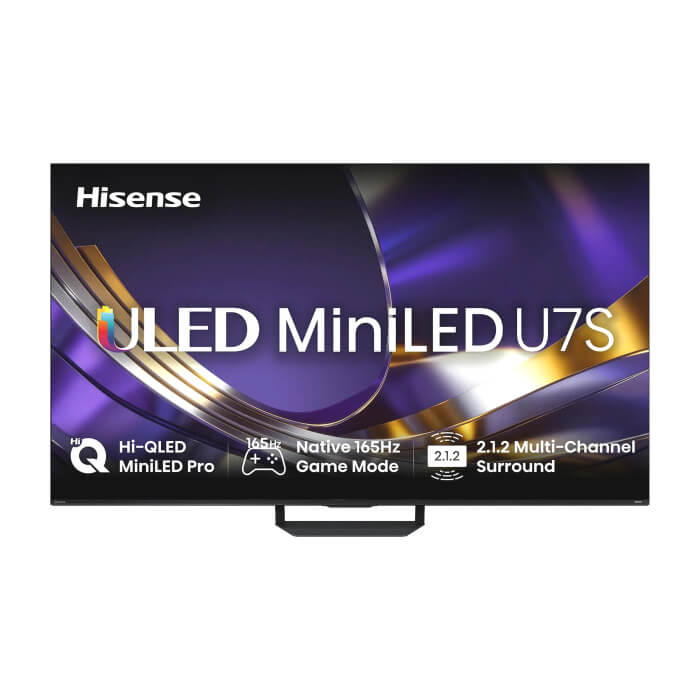 Hisense 85"U7S Pro, 4K Ultra HD 3840x2160, ULED, FALD, Quantum Dot, 165Hz, IPS, HDR 10+, HLG, Dolby Vision IQ, Dolby Atmos, Smart TV, WiFi 5GHz, WiFi Direct, BT, Anyview Cast, ID 97152
