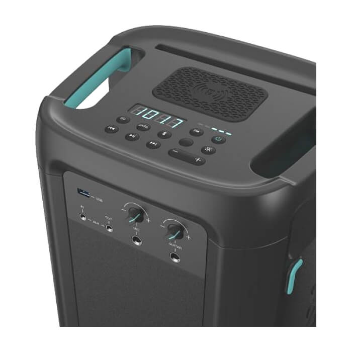 Hisense Party Rocker One Plus (HP110) Bluetooth Speaker with 300W Power, Built-in Woofer, Karaoke Mode, Built-in Wireless Charging Pad, AUX Input and Output, USB, 15 Hour Long-Last (тъмнейл - 5)