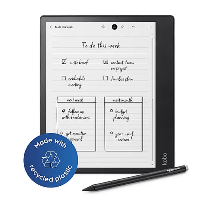 Kobo Elipsa 2E-Book Reader Pack, E Ink Carta 1200 touchscreen, 10.3 inch, 1404 x 1872, 32 GB, CPU 2.0 GHz, USB-C, Includes Kobo Stylus, Black ID 64653 на супер цена