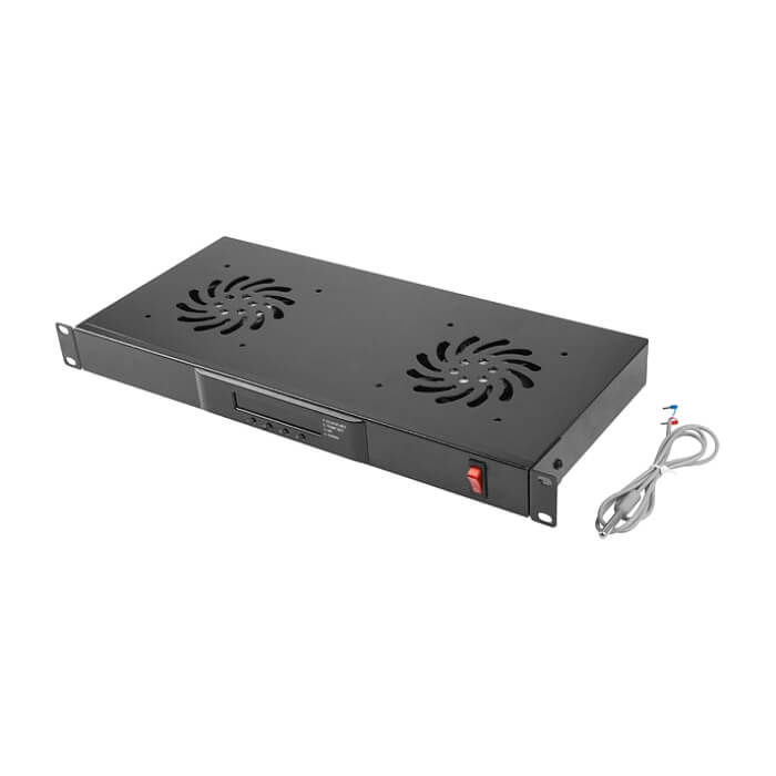 Lanberg 19" fan unit / ventilation panel with lcd 2 fans + thermostat, 230V, black ID 62872 (тъмнейл - 2)