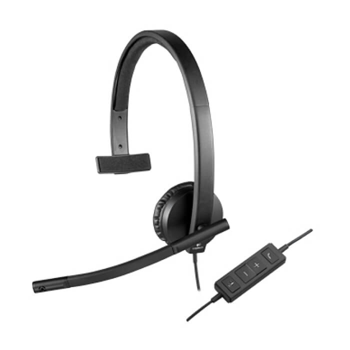 Logitech USB Headset H570e Mono, In-line Controls, Echo Cancellation, Noise-cancelling, USB ID 66444 (тъмнейл - 3)