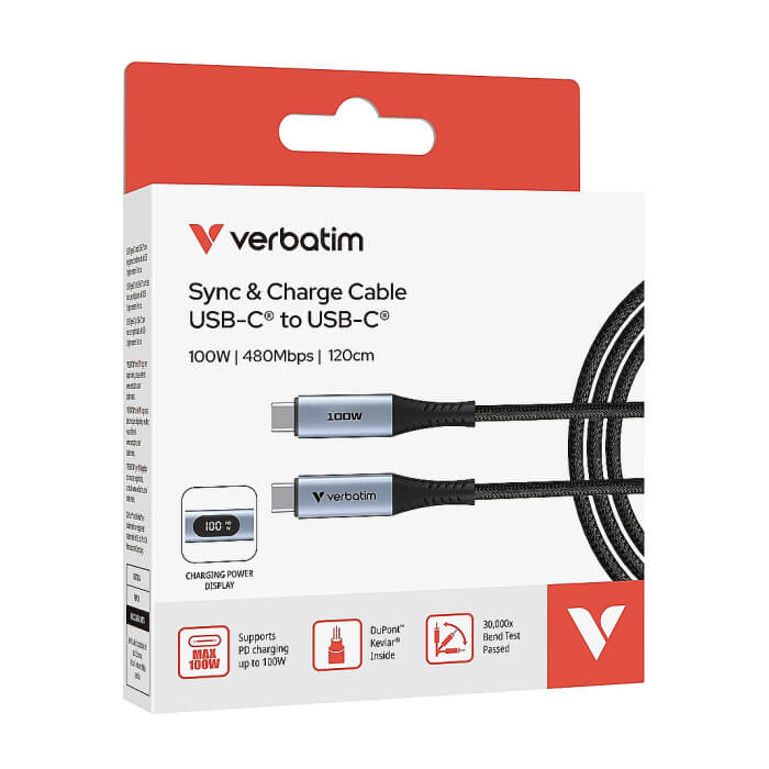 Verbatim Sync & Charge USB C to USB C 100W Display 120 cm ID 85355 (тъмнейл - 4)