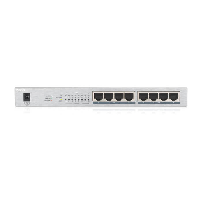 ZyXEL GS1008-HP, 8 Port Gigabit PoE+ unmanaged desktop Switch, 8 x PoE, 60 Watt на супер цена