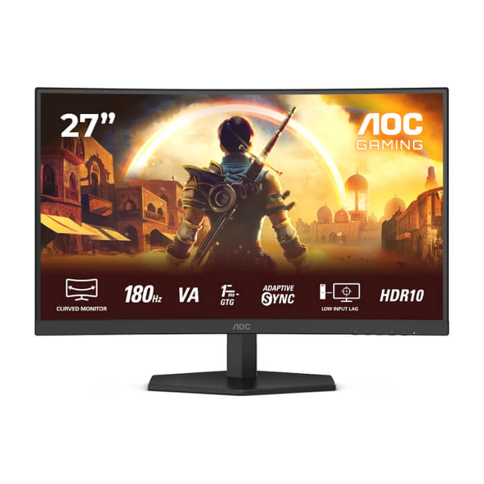 AOC C27G42E, 27" Curved 1500R, VA, WLED, 1920x1080@180Hz, 1ms GtG, 0.5ms MPRT, 300cd m/2, 3000:1, 80M:1 DCR, Adaptive Sync, FlickerFree, Low Blue Light, 2Wx2, Tilt, 2xHDMI, DP ID 86697 на супер цена