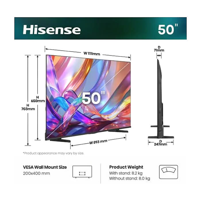 Hisense 50" E7S, 4K Ultra HD 3840x2160, QLED, Quantum Dot, HDR 10+, HLG, Dolby Vision, DTS Virtual X, Smart TV, WiFi, Light Sensor, BT, Anyview Cast, 3xHDMI, 2xUSB, LAN, CI+, ID 97360 (тъмнейл - 2)