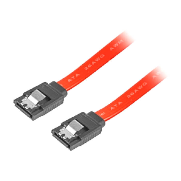 Кабел - Lanberg SATA DATA III (6GB/S) F/F cable 30cm metal clips, red ID 72690 (тъмнейл - 3)