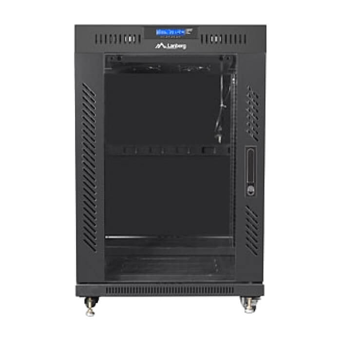 Lanberg rack cabinet 19" free-standing 15U/600x800 (flat pack) with glass door lcd black v2 ID 87200 на супер цена