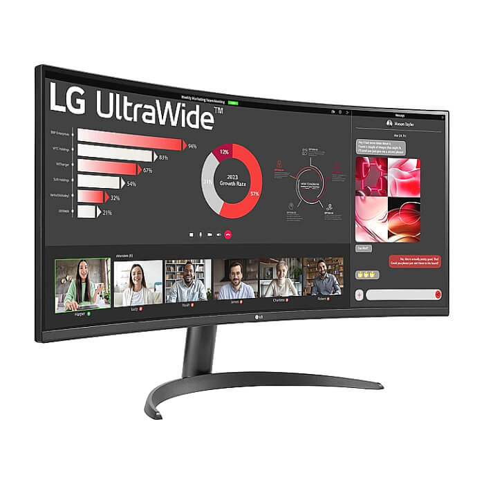 LG 34WR50QK-B, 34" UltraWide Curved, AG, VA, 5ms, 1ms MBR, 3000:1, 300 cd/m2, 21:9, WQHD 3440x1440, HDR 10, sRGB 99%, FreeSync, 100 Hz, HDMI, DisplayPort, Tilt, Reader Mode, PBP, Headphone Out, Black ID 81187 (тъмнейл - 4)