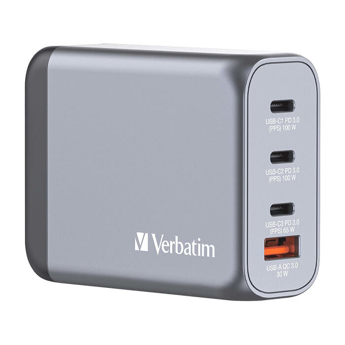 Verbatim GNC-100 GaN Charger 4 Port 100W USB A/C (EU/UK/US) ID 75226 на супер цена от GT Computers Verbatim GNC-100 GaN Charger 4 Port 100W USB A/C (EU/UK/US) ID 75226 на супер цена