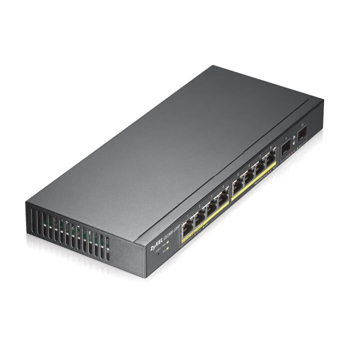 ZyXEL GS1900-10HP v2, 8-port GbE L2 PoE Smart Switch + 2 SFP slots, 802.3at, desktop, fanless, 70 Watt (тъмнейл - 3)