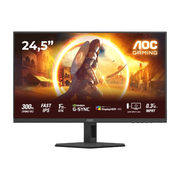AOC 25G4SRE, 24.5" Fast IPS WLED, 1920x1080@300Hz (OC 310Hz), 1ms GtG, 0.3ms MPRT, 400cd m/2, 1000:1, 80M:1 DCR, Adaptive Sync, FlickerFree, Tilt, 2xHDMI, DP ID 89693 на супер цена