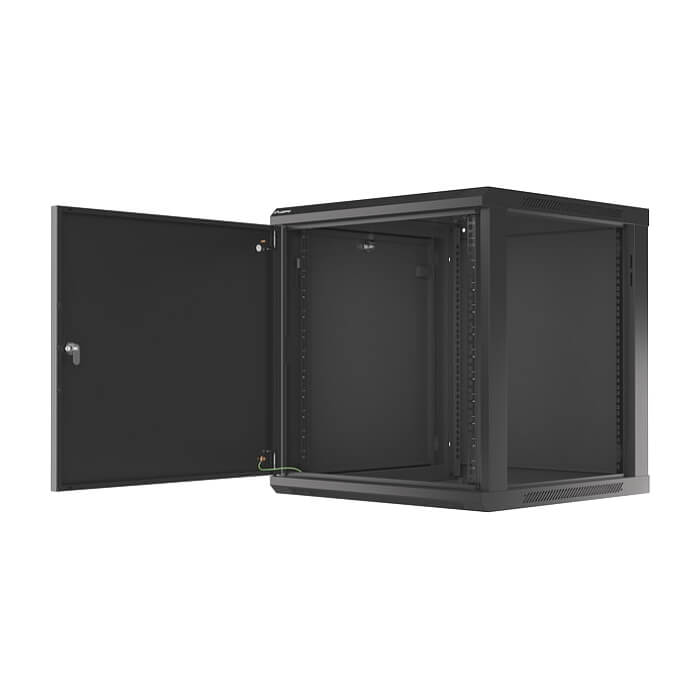 Lanberg rack cabinet 19" wall-mount 12U/600x600 for self-assembly with metal door black (flat pack) ID 87616 (тъмнейл - 2)