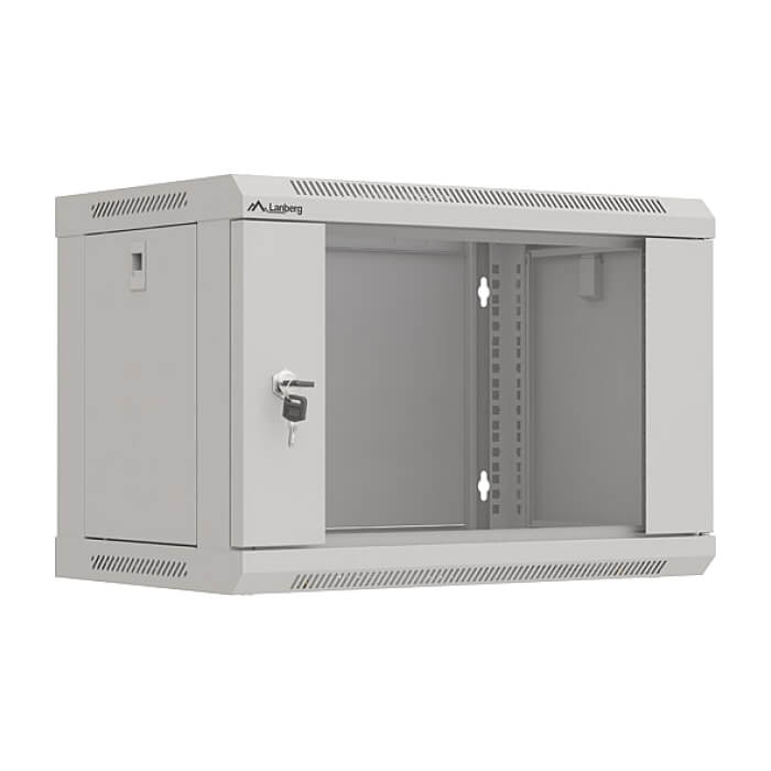 Lanberg rack cabinet 19" wall-mount 6U/540x350 (flat pack) with glass door grey ID 87607 (тъмнейл - 3)