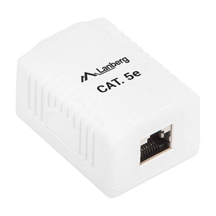 Lanberg surface-mount box CAT.5e FTP shielded 1X RJ45, white ID 72022 (тъмнейл - 2)