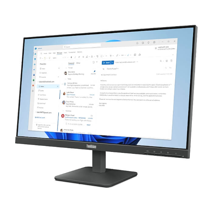 Lenovo ThinkVision S24-4e 23.8" IPS WLED, 1920x1080, 16:9, 4ms, 100Hz, 250 cd/m2, 1300:1, HDMI, VGA, Tilt ID 93199 (тъмнейл - 2)