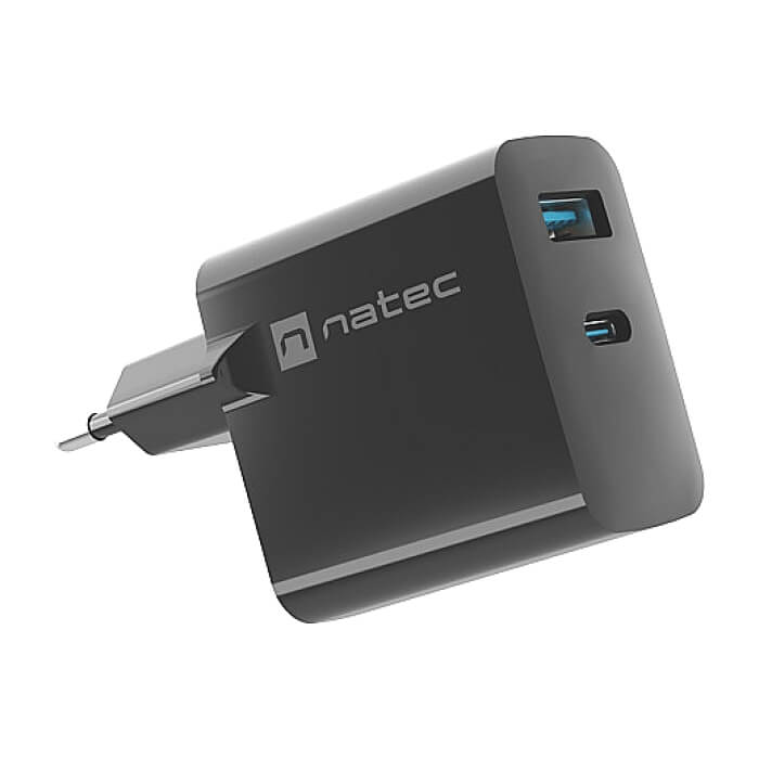 Natec USB Charger Ribera Gan 1X USB-A + 1X USB-C 45W, Black на супер цена от GT Computers Natec USB Charger Ribera Gan 1X USB-A + 1X USB-C 45W, Black на супер цена