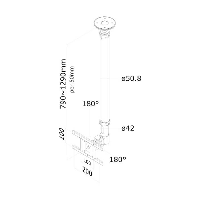 Neomounts by NewStar Flat Screen Ceiling Mount (Height: 79-129 cm) ID 66731 (тъмнейл - 3)