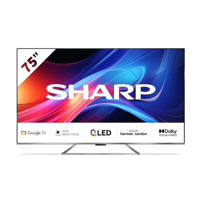 Sharp 75GP7265E, 75" QLED Google TV, 4K Ultra HD 3840x2160 Frameless, AQUOS, DVB-T/T2/C/S/S2, Active Motion 1200, HDR10, Dolby Atmos, Dolby Vision, Google Assistant, HARMAN/KA ID 93663 на супер цена